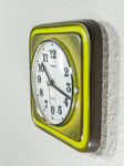 1970s Ceramic MIDCENTURY WALL CLOCK by Dugena Westgermany green yellow