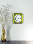1970s Ceramic MIDCENTURY WALL CLOCK by Dugena Westgermany green yellow