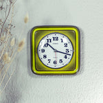 1970s Ceramic MIDCENTURY WALL CLOCK by Dugena Westgermany green yellow