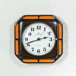 Orange Brown 1970s JUNGHANS WESTGERMANY Ceramic Battery Clock