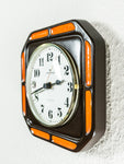 Orange Brown 1970s JUNGHANS WESTGERMANY Ceramic Battery Clock