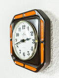 Orange Brown 1970s JUNGHANS WESTGERMANY Ceramic Battery Clock