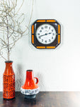 Orange Brown 1970s JUNGHANS WESTGERMANY Ceramic Battery Clock