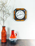 Orange Brown 1970s JUNGHANS WESTGERMANY Ceramic Battery Clock