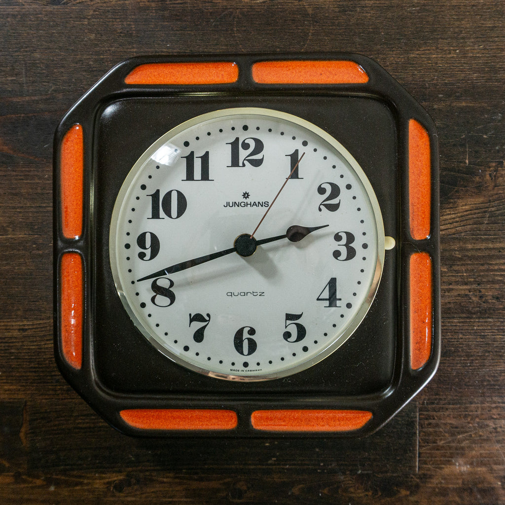 Vintage Analog Phone by Michael Mullan額装 Orange Brown 1970s JUNGHANS WESTGERMANY Ceramic Battery