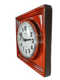 1970s Square RED CERAMIC MIDCENTURY Battery Wall Clock by Pallas, Westgermany
