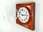 1970s Square RED CERAMIC MIDCENTURY Battery Wall Clock by Pallas, Westgermany