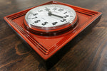 1970s Square RED CERAMIC MIDCENTURY Battery Wall Clock by Pallas, Westgermany