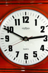 1970s Square RED CERAMIC MIDCENTURY Battery Wall Clock by Pallas, Westgermany