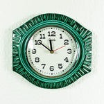 Ocean-Green Black 1970s midcentury ceramic relief battery WALL CLOCK Westgermany