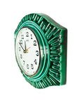 Ocean-Green Black 1970s midcentury ceramic relief battery WALL CLOCK Westgermany