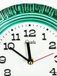 Ocean-Green Black 1970s midcentury ceramic relief battery WALL CLOCK Westgermany
