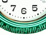 Ocean-Green Black 1970s midcentury ceramic relief battery WALL CLOCK Westgermany