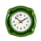 Moss Green 1970s midcentury ceramic WALL CLOCK by Weimar, Eastgermany