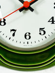 Moss Green 1970s midcentury ceramic WALL CLOCK by Weimar, Eastgermany