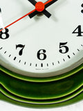 Moss Green 1970s midcentury ceramic WALL CLOCK by Weimar, Eastgermany