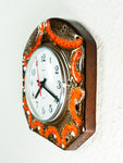 Orange Brown BRUTALIST 1970s Midcentury Ceramic WALL CLOCK by Europa
