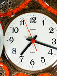 Orange Brown BRUTALIST 1970s Midcentury Ceramic WALL CLOCK by Europa