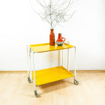 Egg Yolk Yellow 1980s FOLDABLE SERVING TROLLEY, Formica Bar Cart