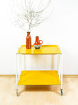 Egg Yolk Yellow 1980s FOLDABLE SERVING TROLLEY, Formica Bar Cart