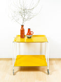 Egg Yolk Yellow 1980s FOLDABLE SERVING TROLLEY, Formica Bar Cart