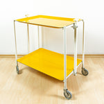 Egg Yolk Yellow 1980s FOLDABLE SERVING TROLLEY, Formica Bar Cart
