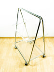 Rare 1980s Acrylic FOLDING CART, Chromed Serving Trolley Transparent Trays