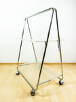 Rare 1980s Acrylic FOLDING CART, Chromed Serving Trolley Transparent Trays