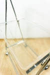 Rare 1980s Acrylic FOLDING CART, Chromed Serving Trolley Transparent Trays