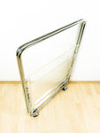 Rare 1980s Acrylic FOLDING CART, Chromed Serving Trolley Transparent Trays