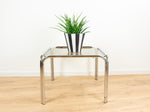XL Square 1970s Midecntury Smoked GLASS Chromed Coffee TABLE, Side End Table