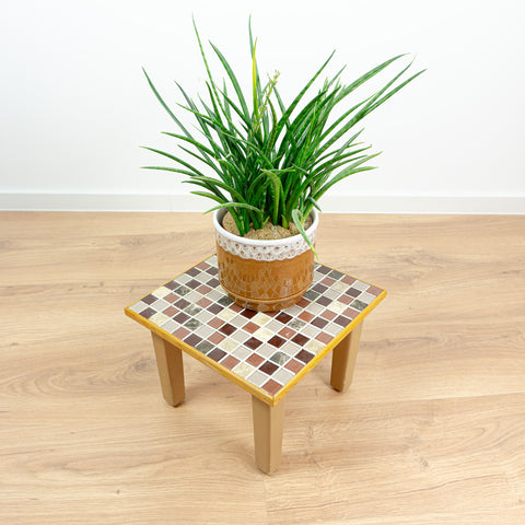 Square Westgerman midcentury retro MOSAIC SIDE TABLE plant stand stool