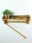 GERMAN Vintage Wooden KITCHEN SHELF, Antique Towel Holder With Ceramic Tiles
