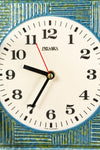 Blue Green 1970s MIDCENTURY ceramic battery WALL CLOCK Westgermany