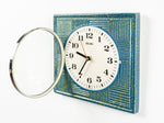 Blue Green 1970s MIDCENTURY ceramic battery WALL CLOCK Westgermany
