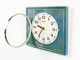 Blue Green 1970s MIDCENTURY ceramic battery WALL CLOCK Westgermany
