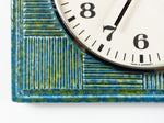 Blue Green 1970s MIDCENTURY ceramic battery WALL CLOCK Westgermany