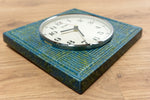 Blue Green 1970s MIDCENTURY ceramic battery WALL CLOCK Westgermany