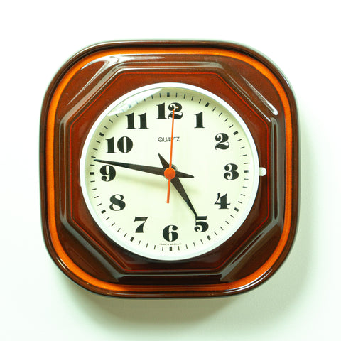 Orange Red Fancy 1970s MIDCENTURY Ceramic WALL CLOCK Made In Westgermany