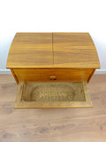 1960s DANISH DESIGN Sewing Table CART with drawers and wicker basket