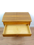 1960s DANISH DESIGN Sewing Table CART with drawers and wicker basket