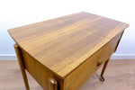 1960s DANISH DESIGN Sewing Table CART with drawers and wicker basket