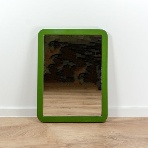 Large 1970s Moss GREEN MIDCENTURY Wall MIRROR, horizontally and vertically
