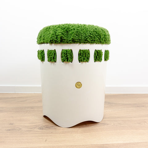 Green White 70s Vintage BATHROOM LAUNDRY BOX Stool By Emsa Westgermany