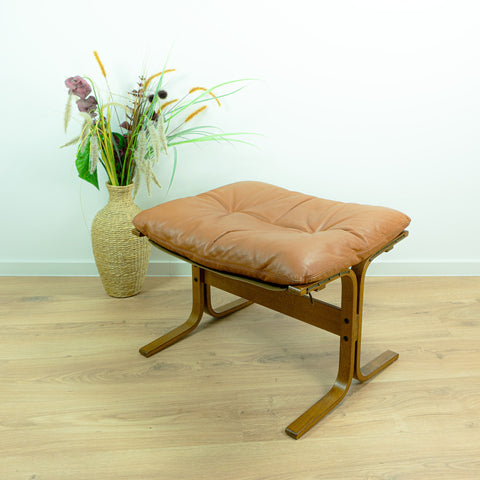 1960s midcentury LEATHER LOUNGE OTTOMAN 'Siesta' Ingmar Relling Norway