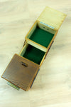 1940s-50s VINTAGE Brown Wooden CANTILEVER SEWING or Jewelry Box