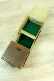 1940s-50s VINTAGE Brown Wooden CANTILEVER SEWING or Jewelry Box
