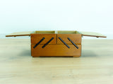 1940s-50s VINTAGE Brown Wooden CANTILEVER SEWING or Jewelry Box