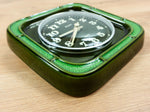Moss Green Black 1970s MIDCENTURY WALL CLOCK By Heges, Westgermany