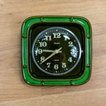 Moss Green Black 1970s MIDCENTURY WALL CLOCK By Heges, Westgermany